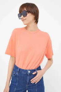 Tričko s prímesou ľanu United Colors of Benetton oranžová farba #8662928