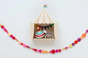 Dizajnová detská polička cirkusový stan - drevo/ biely