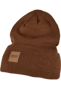 Urban Classics Synthetic Leatherpatch Long Beanie toffee - One Size
