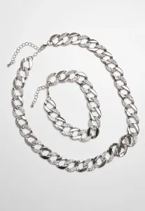 Urban Classics Basic Diamond Necklace And Bracelet Set silver - One Size