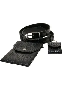 Croco Synthetic Leather Belt With Pouch black/silver - L/XL