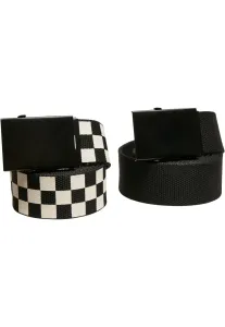 Urban Classics Check And Solid Canvas Belt 2-Pack black/offwhite - L/XL