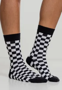 Urban Classics Checker Socks 2-Pack black/white - Size:39–42