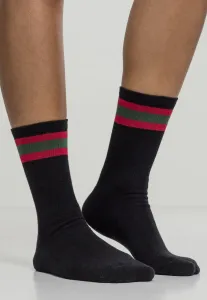 Urban Classics Stripy Sport Socks 2-Pack black/firered/green - Size:39–42