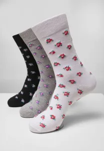 Recycled Yarn Flower Socks 3-Pack grey+black+white - 39-42