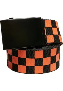 Urban Classics Check And Solid Canvas Belt 2-Pack black/orange - L/XL