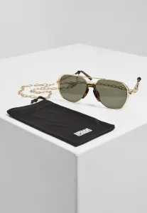 Urban Classics Sunglasses Karphatos with Chain gold - One Size