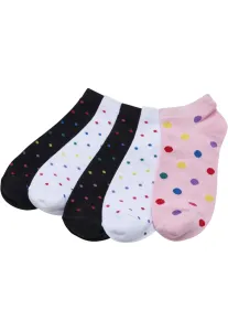 Urban Classics No Show Socks Rainbow Dots 5-Pack white/black/hibiskuspink - 35-38