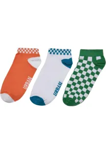 Urban Classics Sneaker Socks Checks 3-Pack orange/green/teal - 35-38