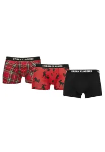Urban Classics Boxer Shorts 3-Pack red plaid aop+moose aop+blk - Size:4XL
