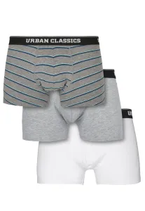 Urban Classics Boxer Shorts 3-Pack wide stripe aop + grey + white - Size:S