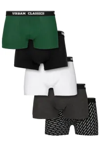 Urban Classics Boxer Shorts 5-Pack wht+dgrn+cha+logo aop+blk - Size:5XL