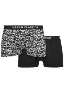 Urban Classics Organic Boxer Shorts 2-Pack detail aop+black - Size:XL