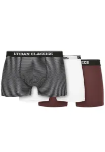 Urban Classics Organic Boxer Shorts 3-Pack mini stripe aop+white+cherry - Size:L