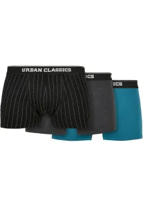 Urban Classics Organic Boxer Shorts 3-Pack pinstripe aop+charcoal+jasper - Size:3XL