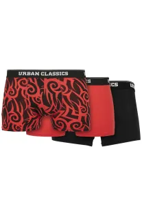 Urban Classics Organic Boxer Shorts 3-Pack tribal aop+popred+black - Size:XL