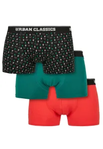 Urban Classics Organic X-Mas Boxer Shorts 3-Pack nicolaus aop+treegreen+popred - Size:XXL