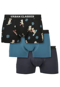 Urban Classics Organic X-Mas Boxer Shorts 3-Pack teddy aop+jasper+navy - Size:S