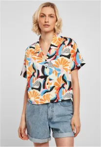 Urban Classics Ladies AOP Satin Resort Shirt magicmangoabstract - Size:XS