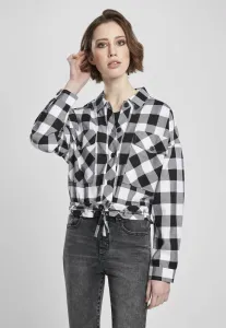 Urban Classics Ladies Short Oversized Check Shirt black/white - Size:M