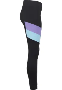 Urban Classics Ladies Color Block Leggings black/ultraviolet - Size:XXL