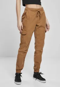 Urban Classics Ladies High Waist Cargo Jogging Pants toffee - Size:4XL