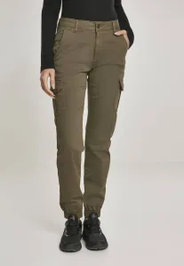 Urban Classics Ladies High Waist Cargo Pants olive - Size:26