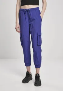 Urban Classics Ladies High Waist Crinkle Nylon Cargo Pants bluepurple - Size:L