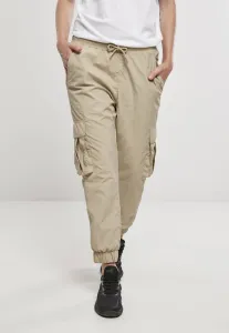 Urban Classics Ladies High Waist Crinkle Nylon Cargo Pants concrete - Size:XXL