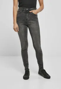 Urban Classics Ladies High Waist Skinny Jeans black stone washed - Size:26/30