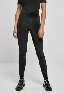 Urban Classics Ladies High Waist Velvet Leggings black - Size:4XL