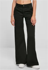 Urban Classics Ladies High Waist Wide Leg Chino Pants black - Size:31
