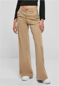 Urban Classics Ladies High Waist Wide Leg Chino Pants unionbeige - Size:32