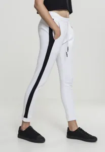 Urban Classics Ladies Interlock Joggpants white/black - Size:XL