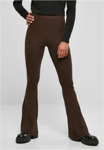 Urban Classics Ladies Rib Knit Bootcut Leggings brown - Size:3XL