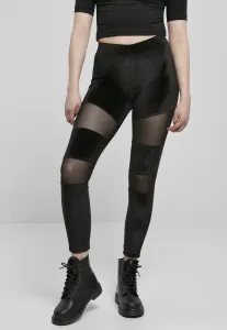 Urban Classics Ladies Velvet Tech Mesh Leggings black - Size:4XL