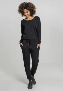 Urban Classics Ladies Long Sleeve Terry Jumpsuit black - Size:L
