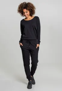 Urban Classics Ladies Long Sleeve Terry Jumpsuit black - Size:M