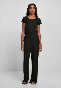Urban Classics Ladies Rib Wid Leg Jumpsuit black - Size:3XL
