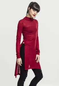 Urban Classics Ladies Fine Knit Turtleneck Long Shirt burgundy - Size:XS
