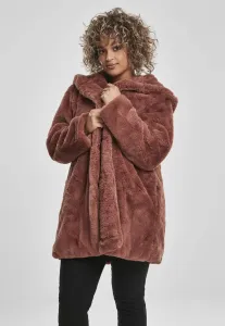 Urban Classics Ladies Hooded Teddy Coat darkrose - Size:3XL