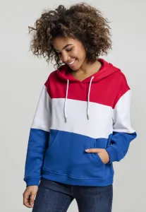 Urban Classics Ladies Oversize 3-Tone Hoody fire red/white/royal - Size:L