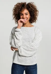 Urban Classics Ladies Oversize Stripe Pullover grey/white - Size:XS