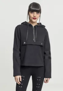 Urban Classics Ladies Peached Terry Troyer Hoody black/black - Size:S