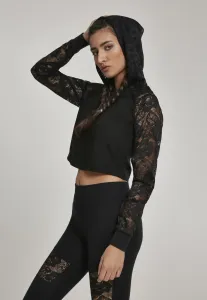 Urban Classics Ladies Short Laces Hoody black - Size:XS