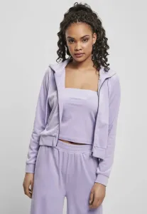 Urban Classics Ladies Short Velvet Zip Hoody lavender - Size:5XL