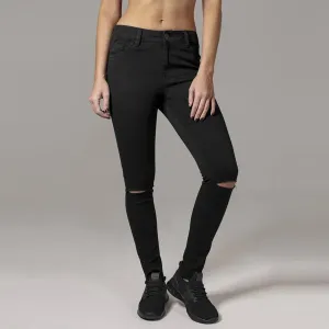 Urban Classics Ladies Cut Knee Pants black - Size:26