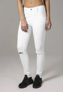 Urban Classics Ladies Cut Knee Pants white - Size:26