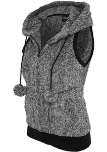 Urban Classics Ladies Melange Teddy Vest blk/wht - Size:M