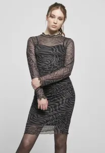 Urban Classics Ladies AOP Double Layer Dress asphalt/black - Size:XXL
